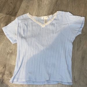 Light blue laced short sleeve top